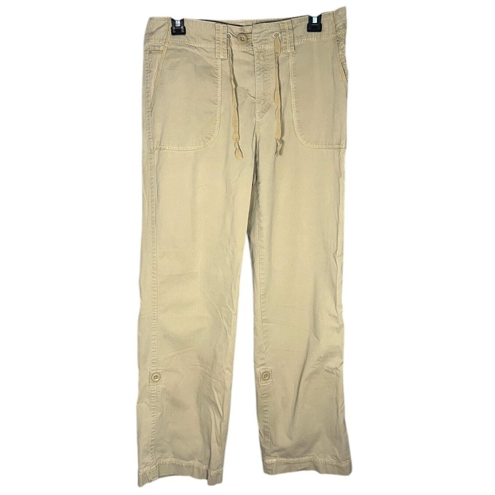 Eddie Bauer Women's Khaki Convertible Roll Up Pants 32" Waist Size 8 Inseam 29"